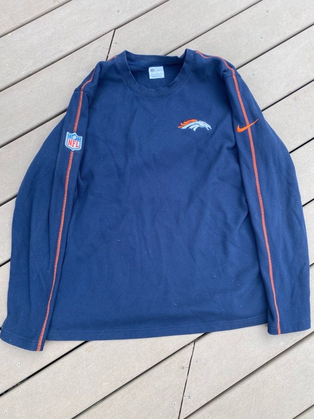 NFL Denver Broncos Nike Navy Warm Crewneck Sweatshirt